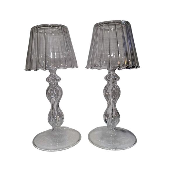New Desk Lamp Shaped Glass Candle Holder Glass Hurricane Candleholder Crystal - Picture 1 of 4
